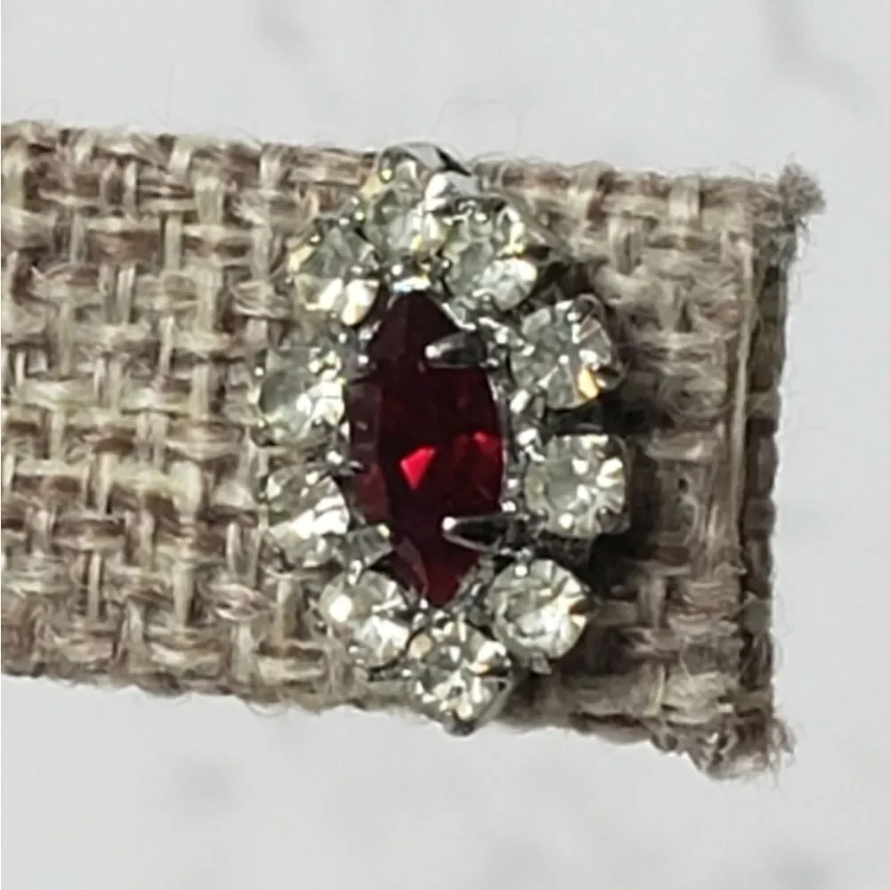VINTAGE Gemstone & Rhinestone Marquis Pierced Earrings
